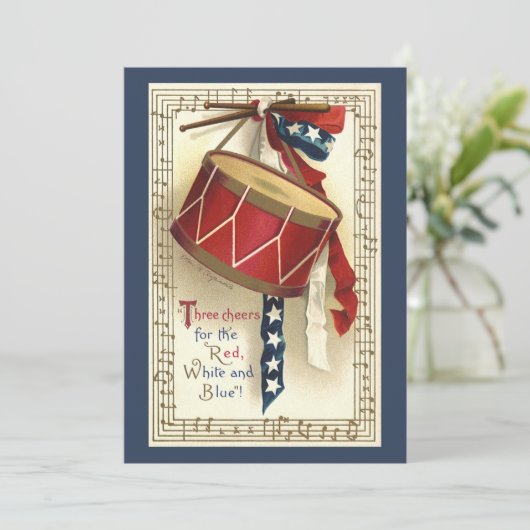  Patriottisch, Musical Drums BBQ Uitnodiging (Staand voorkant)