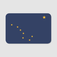 Patriottisch naamplaatje met vlag van Alaska, USA
