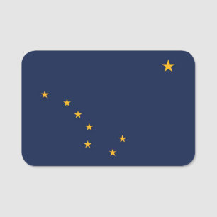 Patriottisch naamplaatje met vlag van Alaska, USA