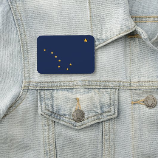 Patriottisch naamplaatje met vlag van Alaska, USA (In situ)