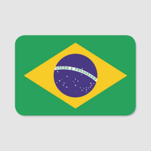 Patriottisch naamplaatje met vlag van Brazilië