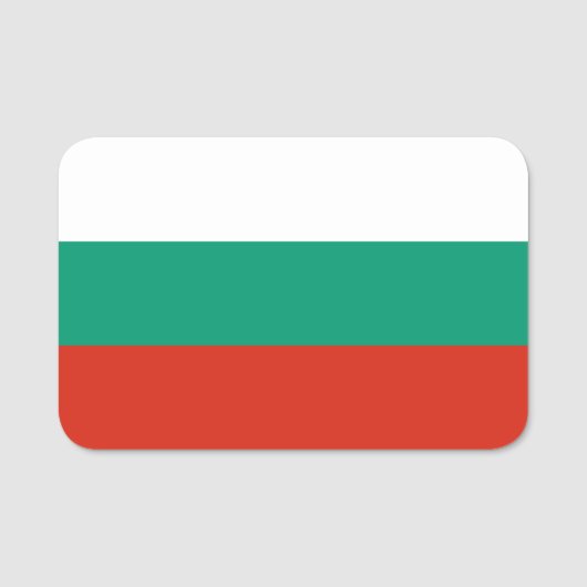 Patriottisch naamplaatje met vlag van Bulgarije (Voorkant)