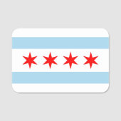 Patriottisch naamplaatje met vlag van Chicago City (Voorkant)