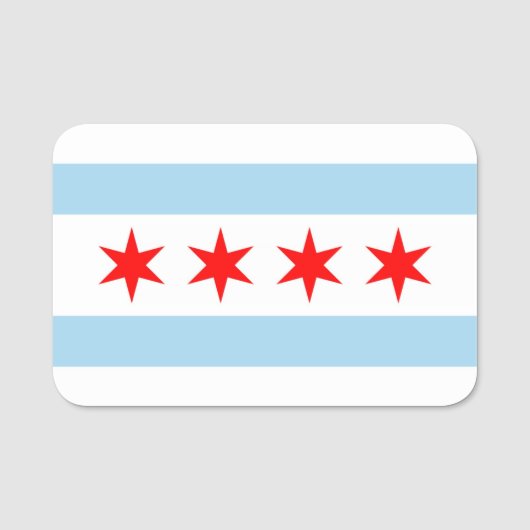 Patriottisch naamplaatje met vlag van Chicago City (Voorkant)