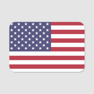Patriottisch naamplaatje met vlag van de VS