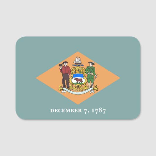 Patriottisch naamplaatje met vlag van Delaware, Ve (Voorkant)