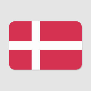 Patriottisch naamplaatje met vlag van Denemarken
