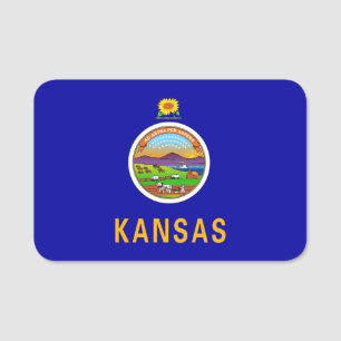 Patriottisch naamplaatje met vlag van Kansas, Vere