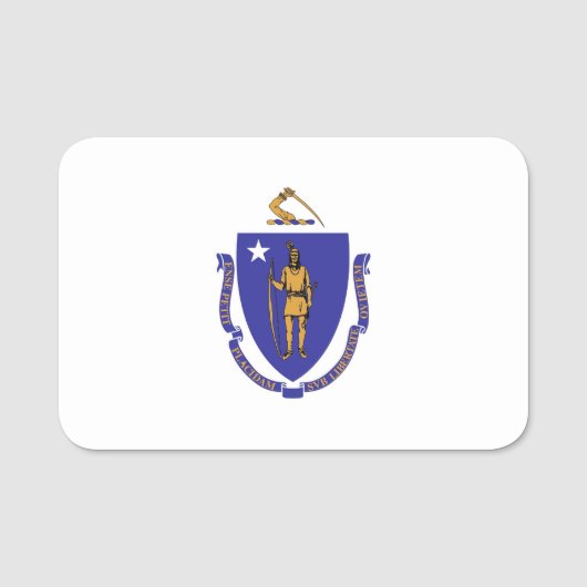 Patriottisch naamplaatje met vlag van Massachusett (Voorkant)