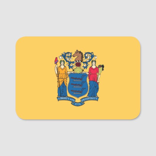 Patriottisch naamplaatje met vlag van New Jersey (Voorkant)