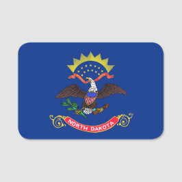 Patriottisch naamplaatje met vlag van North Dakota