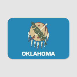 Patriottisch naamplaatje met vlag van Oklahoma