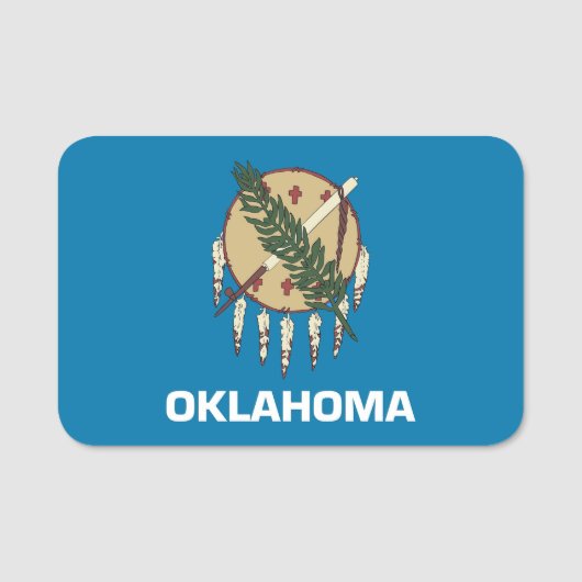 Patriottisch naamplaatje met vlag van Oklahoma (Voorkant)
