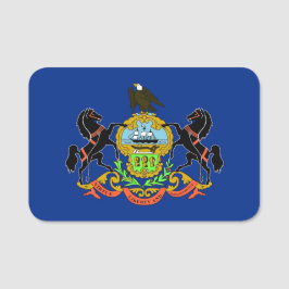 Patriottisch naamplaatje met vlag van Pennsylvania