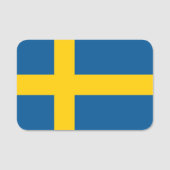 Patriottisch naamplaatje met vlag van Zweden (Voorkant)