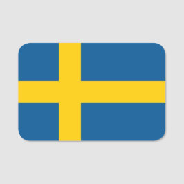 Patriottisch naamplaatje met vlag van Zweden