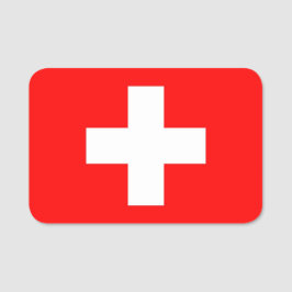 Patriottisch naamplaatje met vlag van Zwitserland