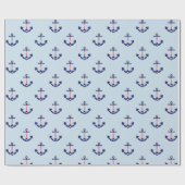 Patriottisch Nautical Anchor Patroon Cadeaupapier (Vlak)