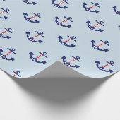 Patriottisch Nautical Anchor Patroon Cadeaupapier (Hoek)