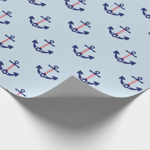 Patriottisch Nautical Anchor Patroon Cadeaupapier