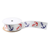 Patriottisch Nautical Anchor Ribbon Satijnen Lint (Spoel)