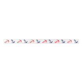 Patriottisch Nautical Anchor Ribbon Satijnen Lint (Voorkant)