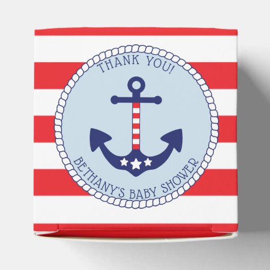 patriottisch nautisch anker Baby shower Bedankdoosjes (Bovenkant)