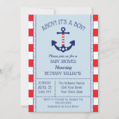 Patriottisch Nautisch Anker Boy Baby shower Kaart (Voorkant)