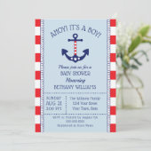Patriottisch Nautisch Anker Boy Baby shower Kaart (Staand voorkant)
