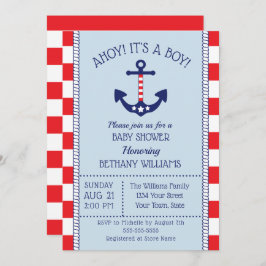 Patriottisch Nautisch Anker Boy Baby shower Kaart