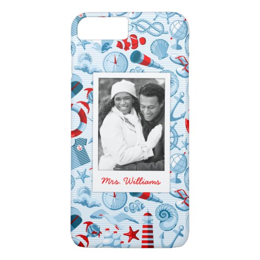 Patriottisch Nautisch Patroon | Uw foto en naam Case-Mate iPhone Case (Achterkant)