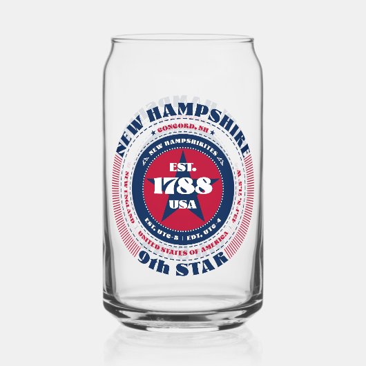 Patriottisch New Hampshire typografie ontwerp Blikvorm Glas (Voorkant)