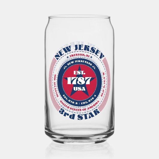 Patriottisch New Jersey typografie ontwerp Blikvorm Glas (Voorkant)