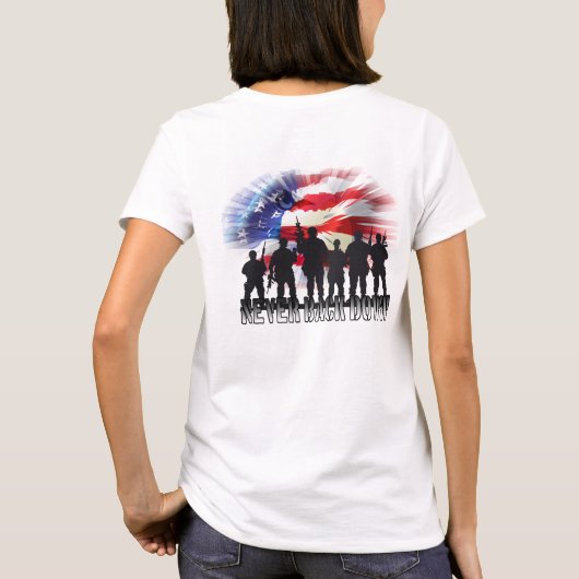 Patriottisch nooit terug t-shirt (Achterkant)