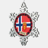 Patriottisch Noorwegen, buffelpleister, Noorse vla Tin Sneeuwvlok Ornament (Rechts)