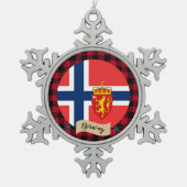 Patriottisch Noorwegen, buffelpleister, Noorse vla Tin Sneeuwvlok Ornament (Voorkant)