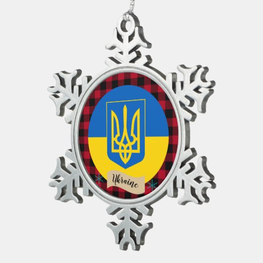 Patriottisch Oekraïne, buffelpleister, Oekraïense  Tin Sneeuwvlok Ornament (Rechts)