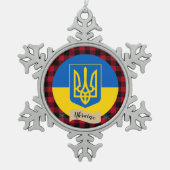 Patriottisch Oekraïne, buffelpleister, Oekraïense  Tin Sneeuwvlok Ornament (Voorkant)