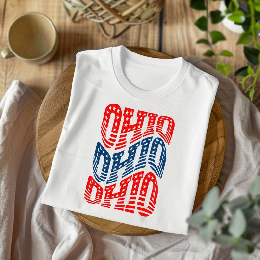 Patriottisch Ohio rood en blauw Boho T-shirt