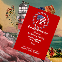 Patriottisch olifant Amerikaanse vlag Birthday Boy Kaart