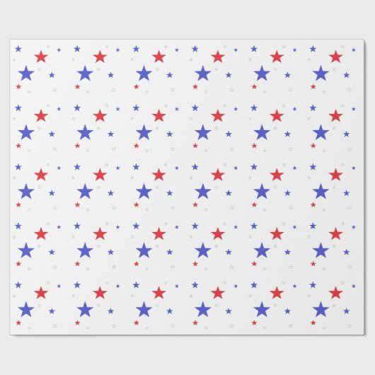 Patriottisch omslagpapier met Stars Rood Blauw Cadeaupapier (Vlak)