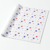 Patriottisch omslagpapier met Stars Rood Blauw Cadeaupapier (Uitgerold)