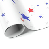 Patriottisch omslagpapier met Stars Rood Blauw Cadeaupapier (Rol Hoek)