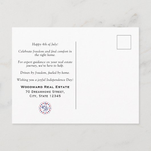 patriottisch onroerend goed | Redactie 4 juli Briefkaart (Achterkant)