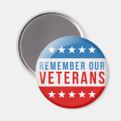 Patriottisch Onthoud onze veteranendag rode blauwe Magneet (Voorkant / Achterkant)