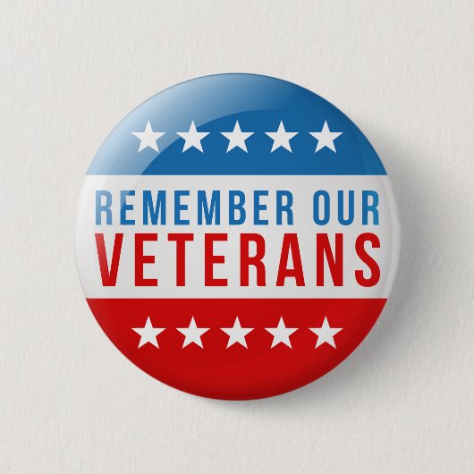 Patriottisch Onthoud onze veteranendag rode blauwe Ronde Button 5,7 Cm (Voorkant)
