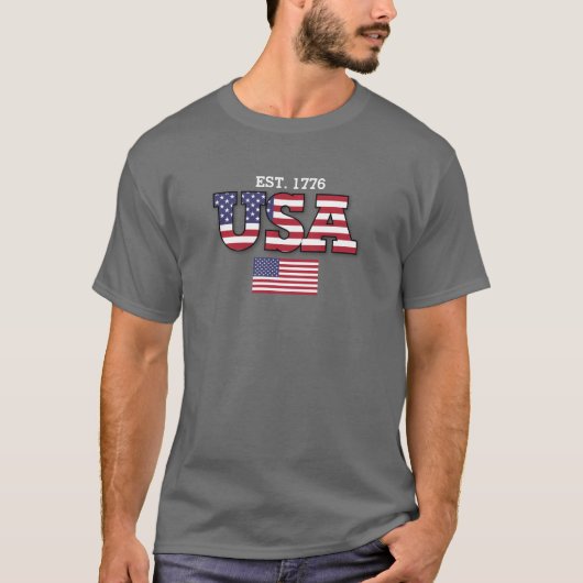Patriottisch ontwerp Amerikaanse vlag T-shirt (Voorkant)