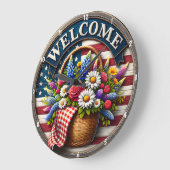 Patriottisch ontwerp met bloemen en tekst Welkom Grote Klok (Hoek)