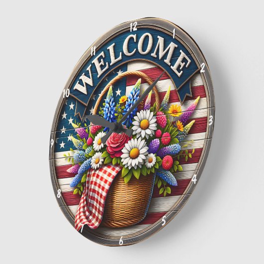 Patriottisch ontwerp met bloemen en tekst Welkom Grote Klok (Hoek)