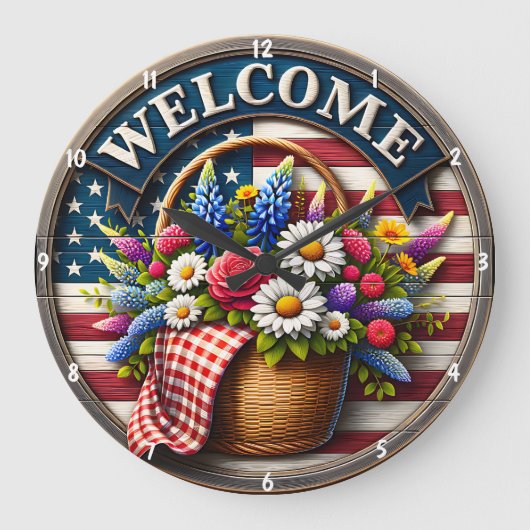 Patriottisch ontwerp met bloemen en tekst Welkom Grote Klok (Voorkant)